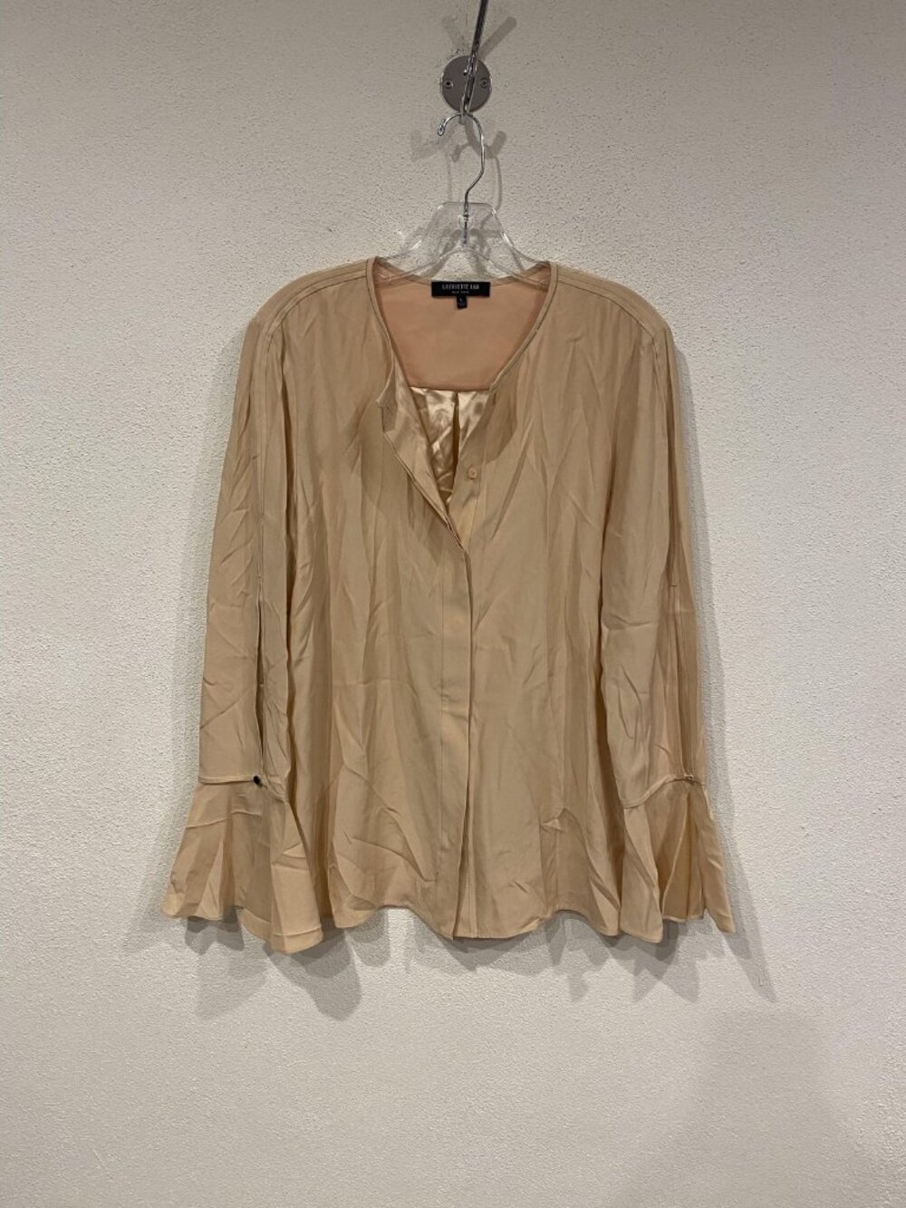 Lafayette 148 New York Blouse Womens Large Beige Bell Sleeve Top - Picture 2 of 6